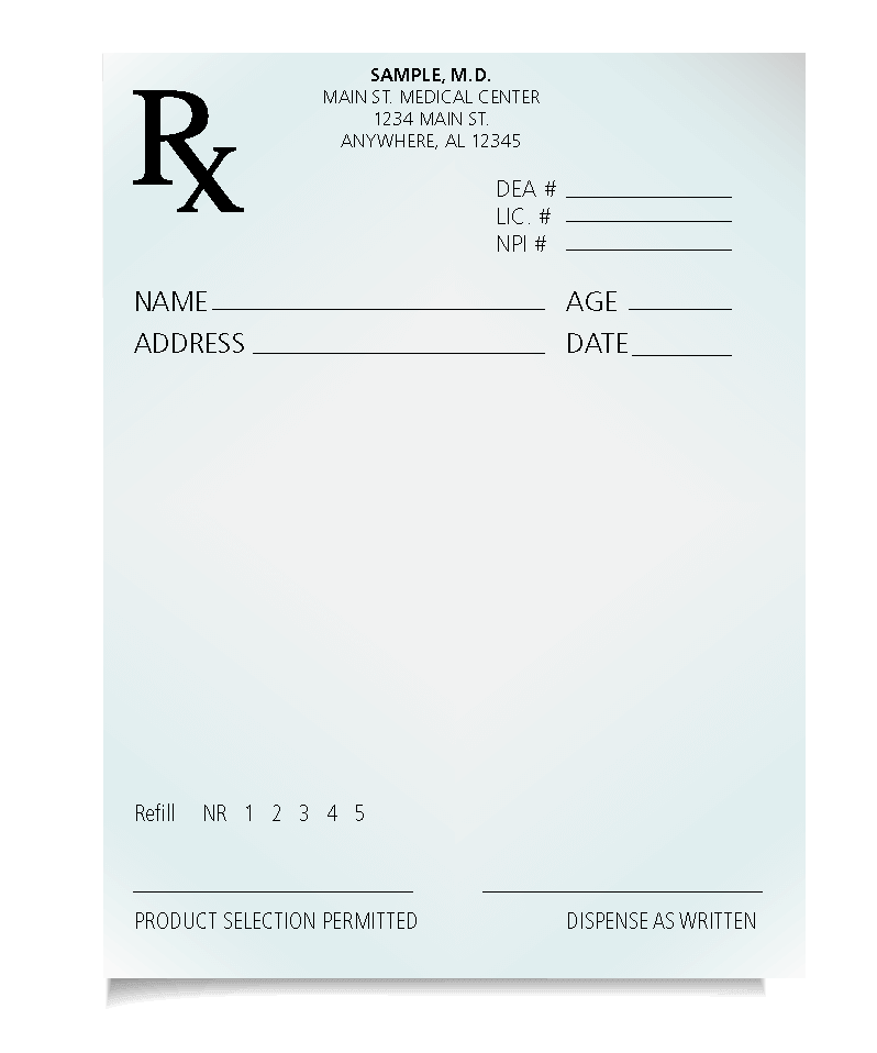 image of a blank doctors script pad